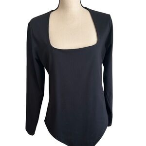 Abercrombie & Fitch Bodysuit Black Square Neck Long Sleeve Thong Soft size XL